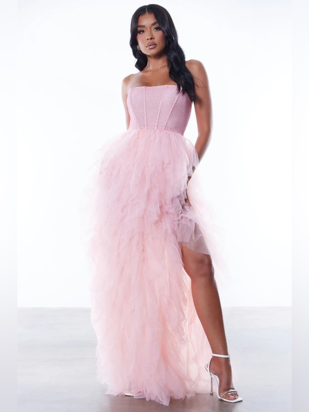 Lacey Embellished Tulle Gown